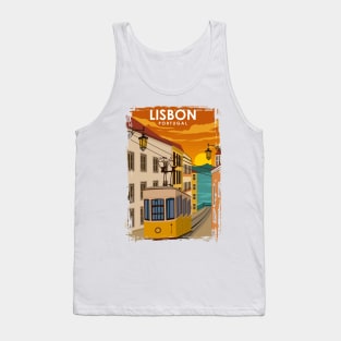 Lisbon Portugal Vintage Minimal Travel Poster Tank Top